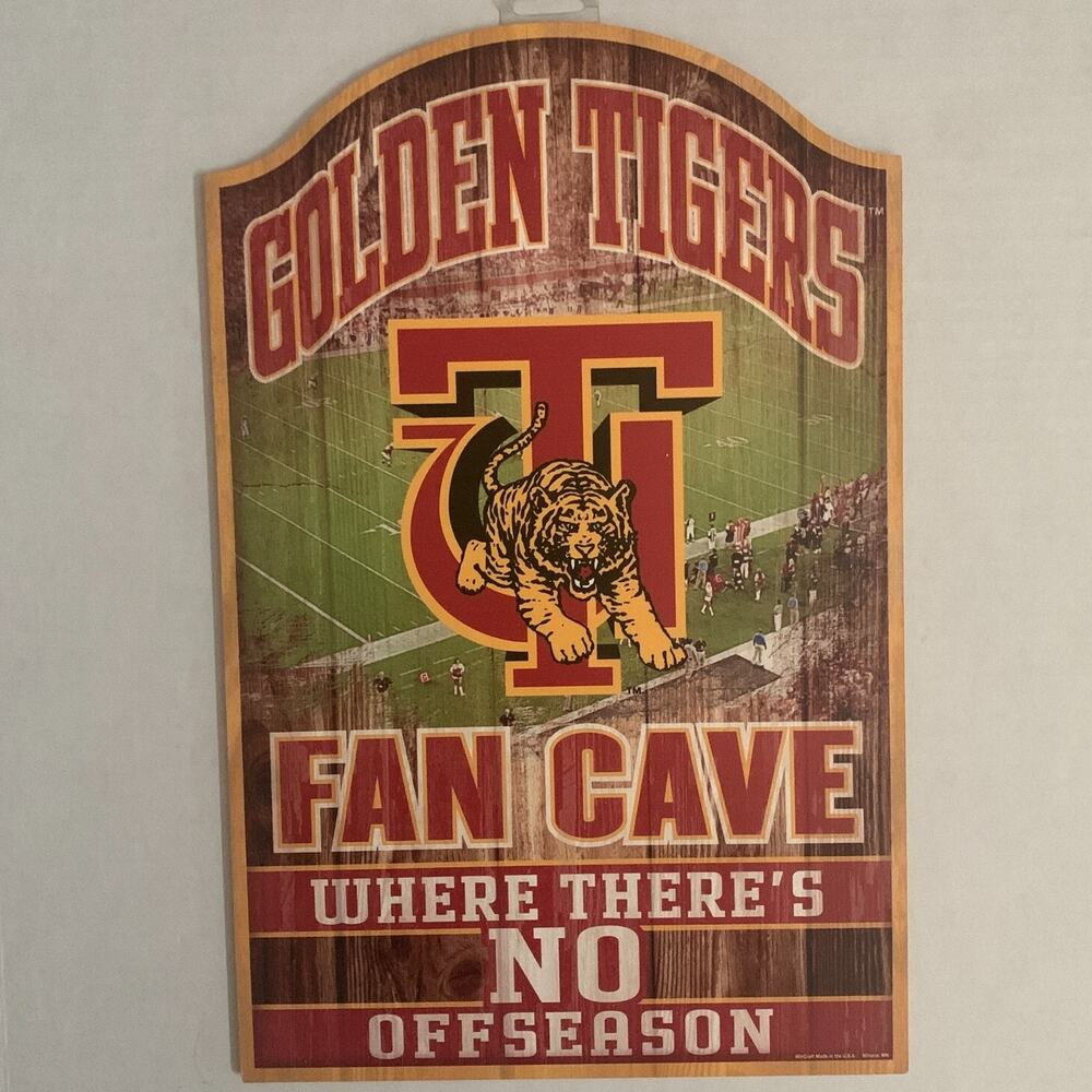 WinCraft 11''x 17''Tuskegee Golden Tigers Logo Wood Sign Fan Cave New